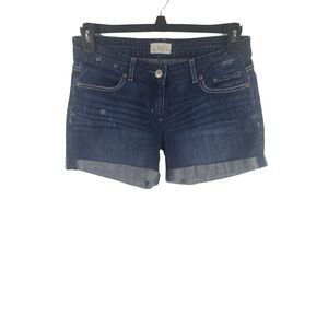Aeropostale Shorts 7/8 Womens Mid Rise Cuffed Dark Wash Distressed Summer